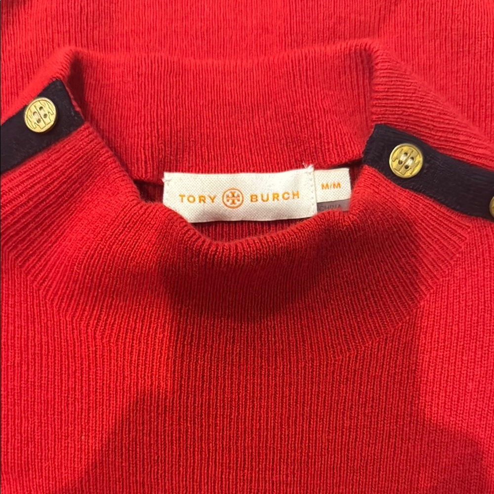 Tory Burch Red and Black Cowl Neck Sweater - Picture 3 of 4